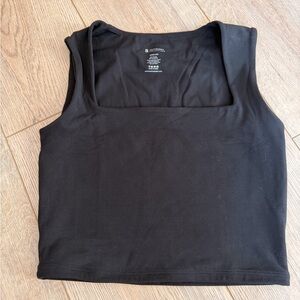Black square neck cropped Sleeveless Top